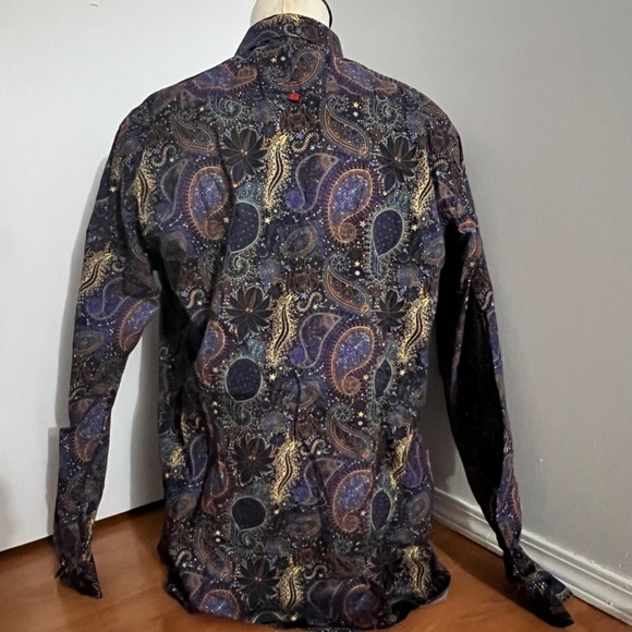 7 Downie St. Men's Shirt Size 8 Large Multi Color London Couture - Picture 2 of 9